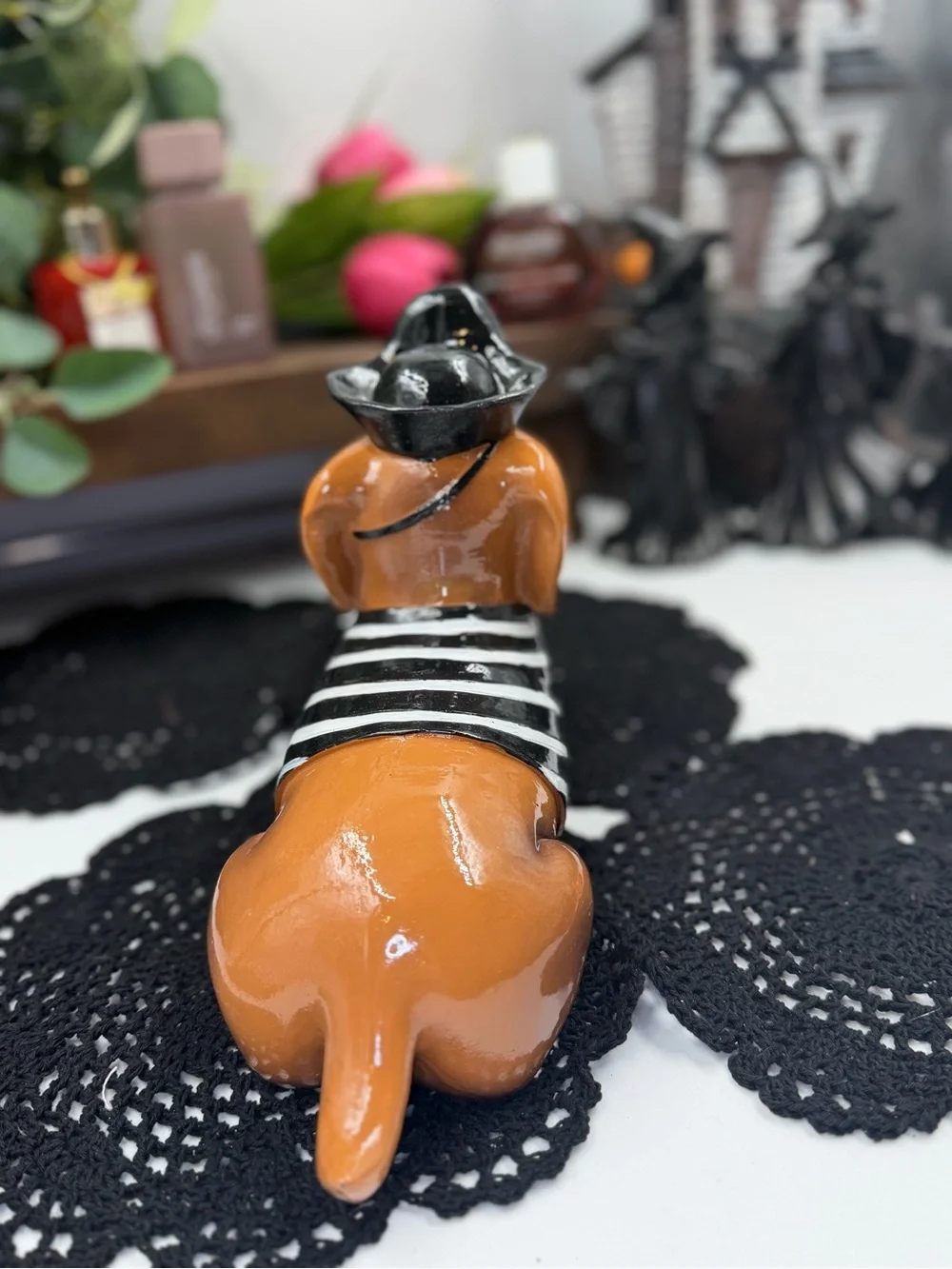 halloween dachshund dog pirate costume candy bucket figurine decor new